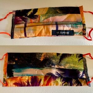 LE SUPERBE Tropical Print REVERSIBLE Fabric FACE MASK O/S